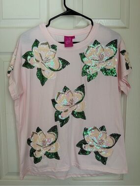 QUEEN OF SPARKLES | short sleeve top| Queen of Sparkle Pink Magnolia